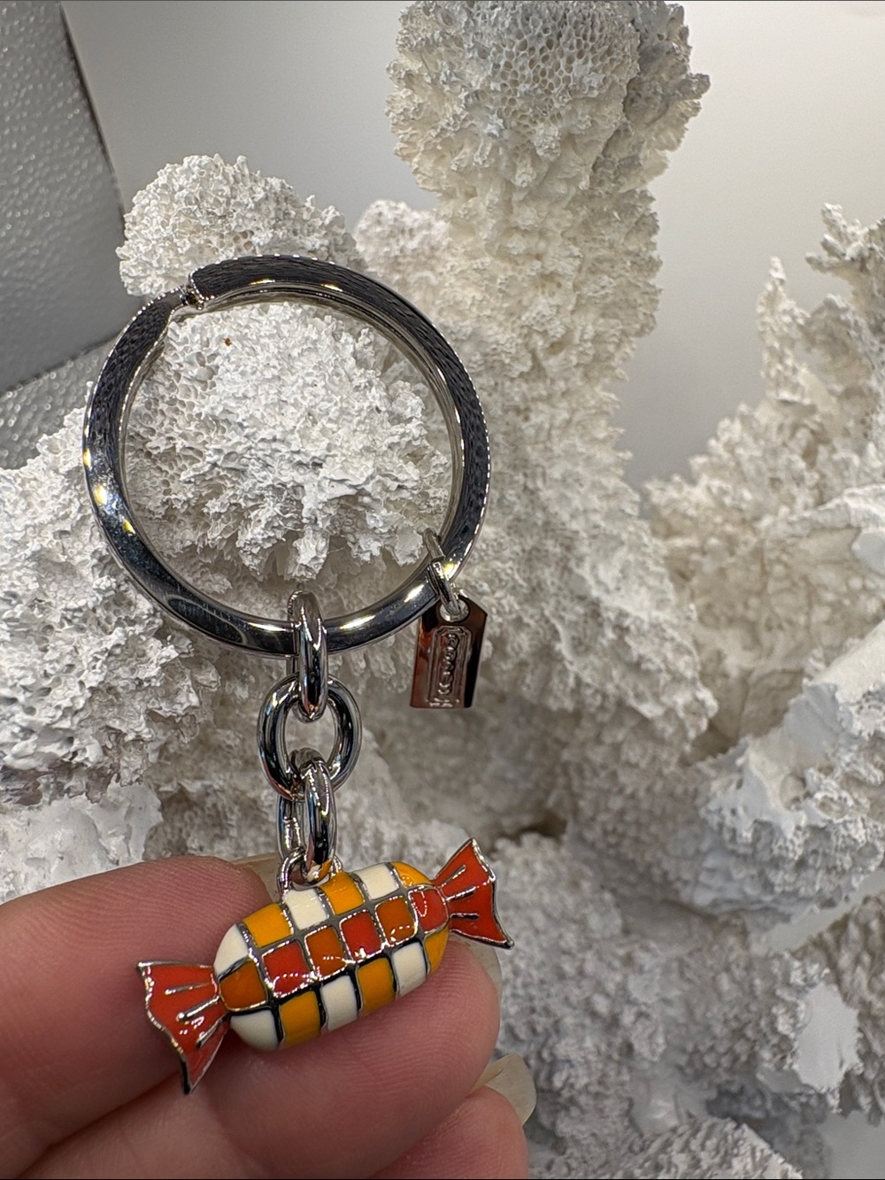 Coach Orange Enamel Candy Keychain - Coach